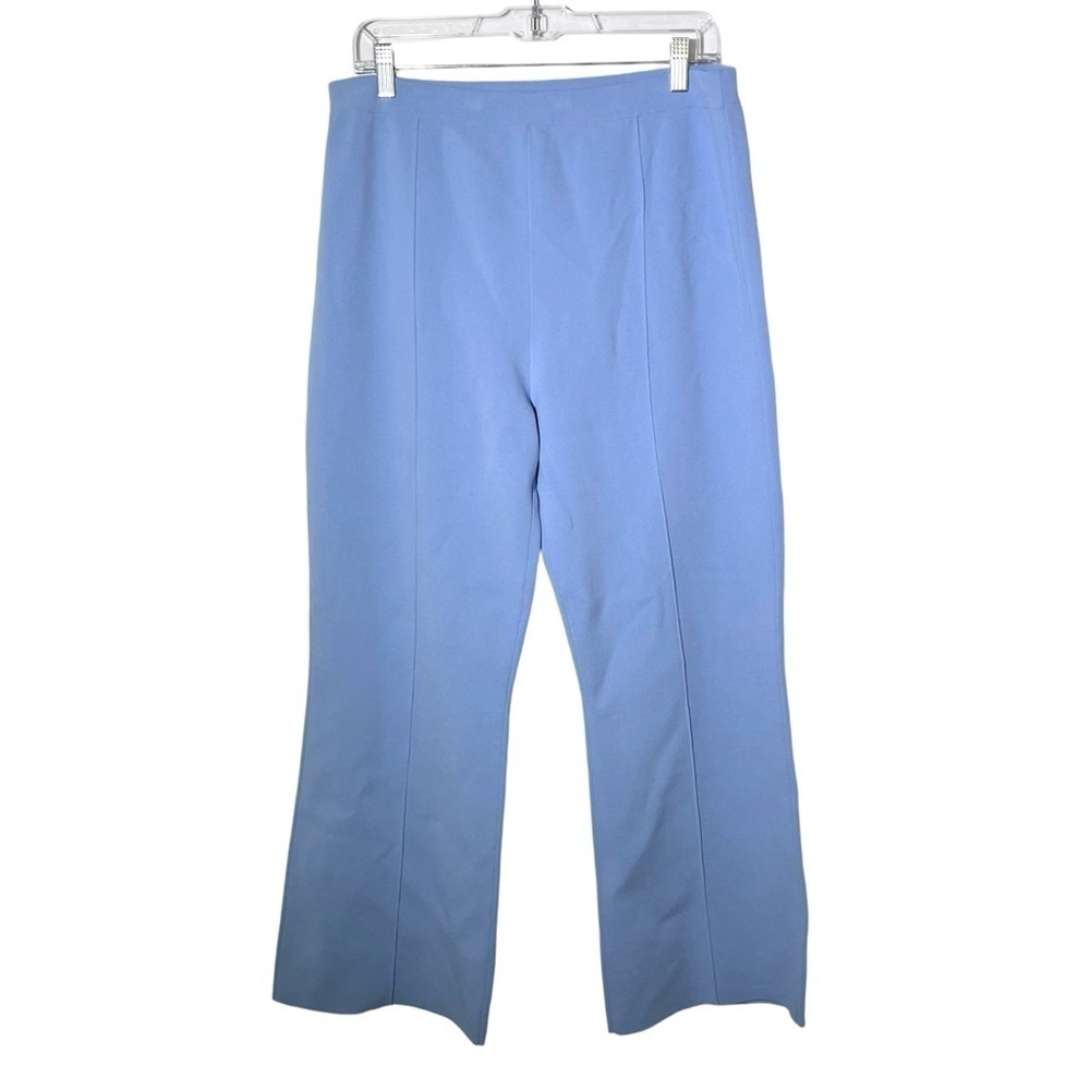 Theory Compact Crepe Cropped Flare Knit Pants in Cornflower Blue Large